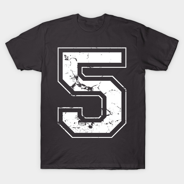 Number 5 Five White Jersey Sports Athletic Player Jersey Number