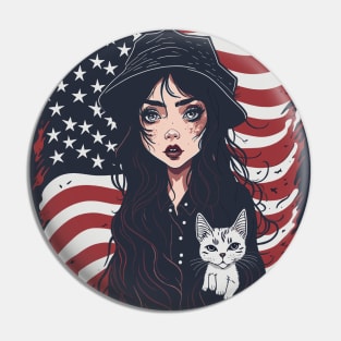 Patriotic Cat Mother Pin