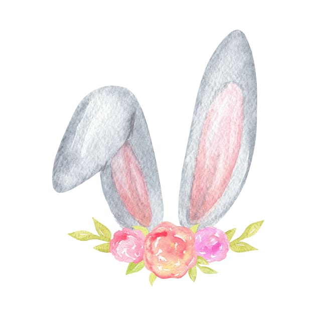 Easter bunny ears with floral by DreamLoudArt