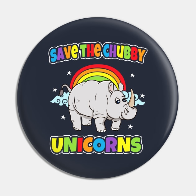 Rhino Save The Chubby Unicorns Rhinoceros Pin by E