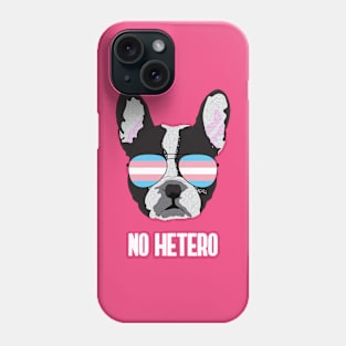 NO HETERO - Boston Terrier Dog Trans Transgender Pride Flag Phone Case