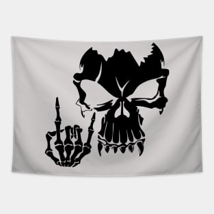 skull and hand signal Tapestry