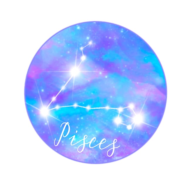 Pisces zodiac sign, stars and galaxy sky by Orangerinka