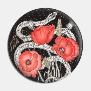 Demeter Symbols. Snake, Red Poppies and Cereals Pin