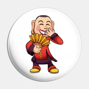 Man With Chinese Smiling Mask Pin