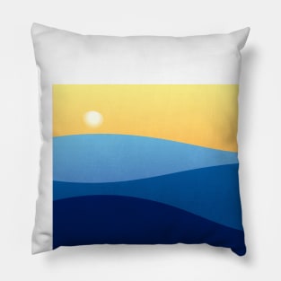 Seascape beach waves sunset design illustration Pillow