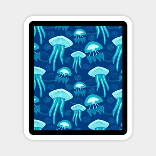 Blue Jelly Fish In The Deep Ocean Magnet