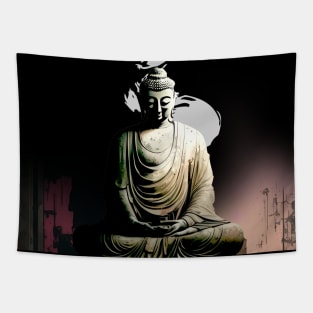 Mushin (Mental State) of Nothingness No. 2: Empty Mind on a Dark Background Tapestry