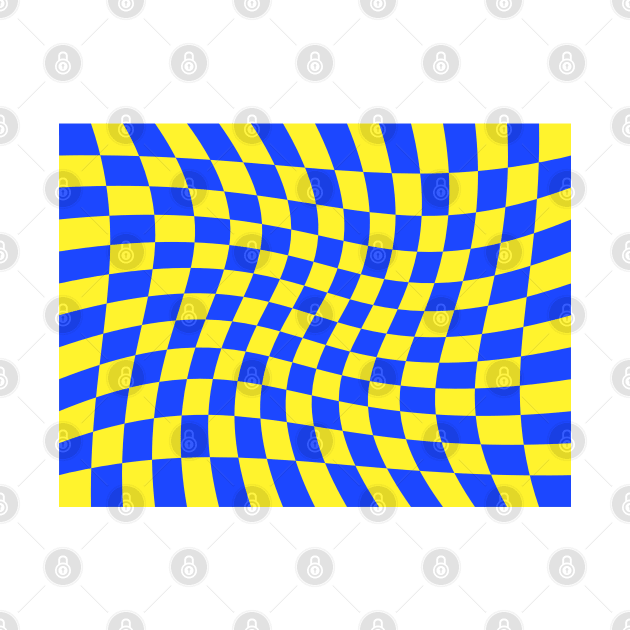 Twisted Checkered Square Pattern - Yellow & Blue by DesignWood Atelier