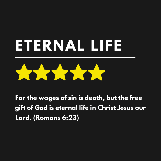 Eternal life positive review meme, white text by Selah Shop
