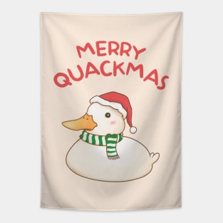 Merry Quackmas Cute Christmas Duck Tapestry