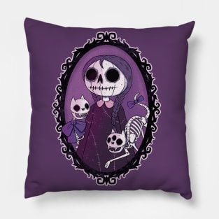 Spooky Portrait Cat Skeletons Pillow