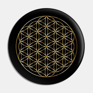 Flower of Life Sacred Geometry Gold Metal Pin