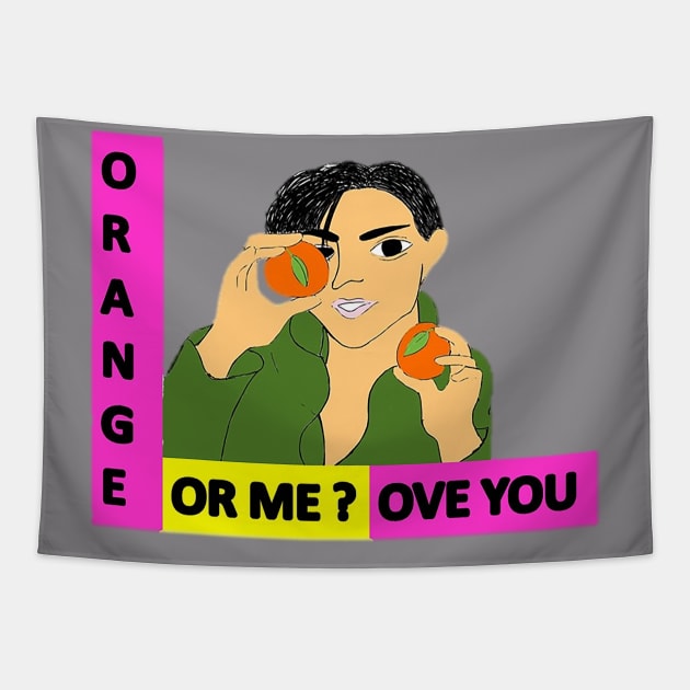 LOVE YOU TO ORANGES Tapestry by drawkwardly