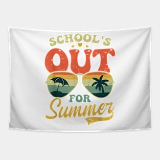 Last Day Of School Retro Schools Out For Summer Teacher T-Shirt Tapestry