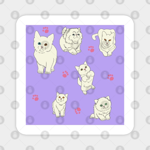 Purple White Kittens Magnet by TrapperWeasel