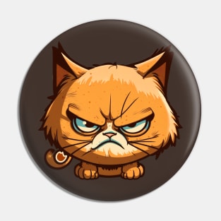 Funny Angry Cat Cartoon Design Pin