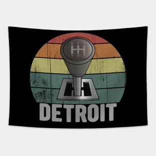 Retro Detroit Manual Stick Gear Shift Car Tapestry