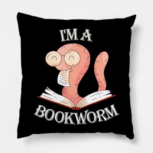 I'm a Bookworm Book Reading Cartoon Funny School Kids Gift Pillow