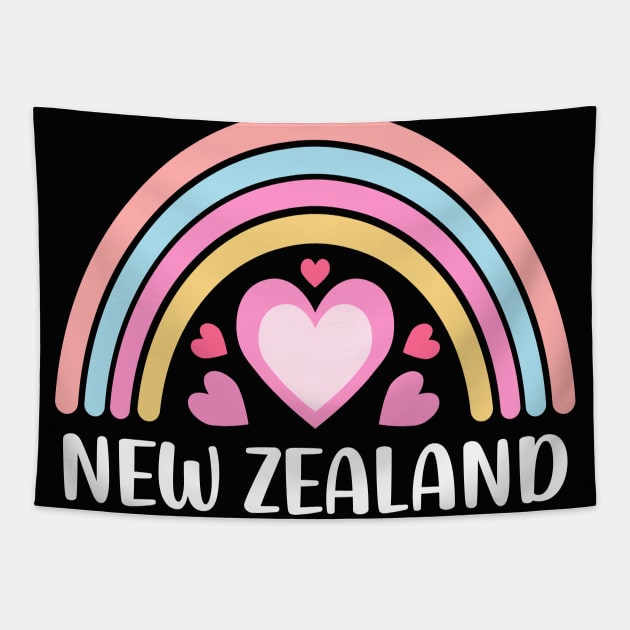 New Zealand Rainbow Heart Gift for Women and Girls Tapestry by JKFDesigns