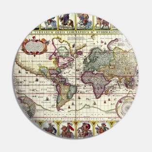 Claes Jansz Visscher - Map of the World 1652 -  Ancient Worlds Pin