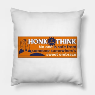 No One Is Safe Bumper Sticker orange blue Pillow