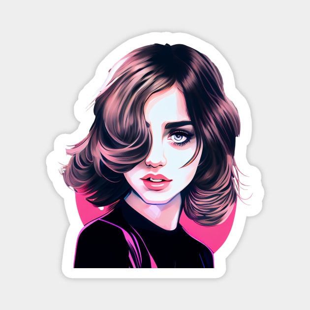 Ana de Armas Retro Vintage Modern Pop Art Design, Pink with Neutral Pastel Color Tones Magnet by ProjectAI