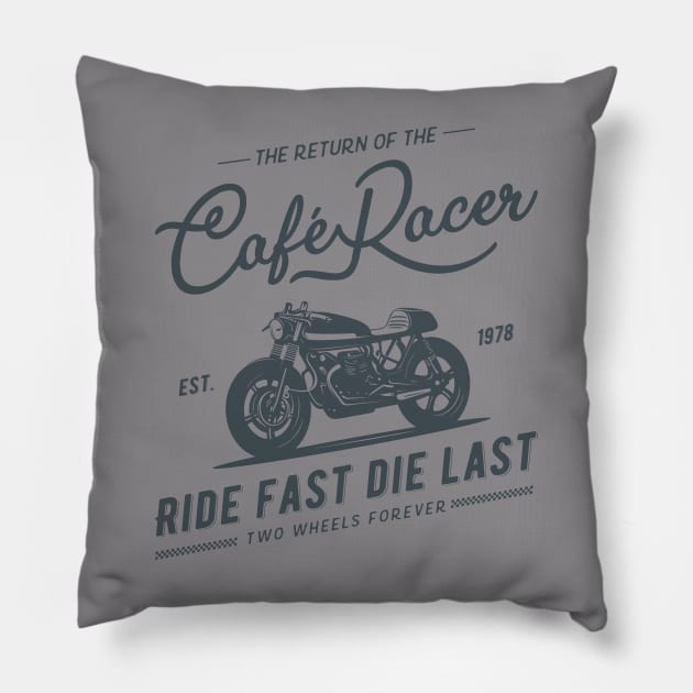 Cafe Racer Rider Motorcycle Pillow by andros9