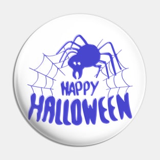 Happy Halloween Spider blue Pin