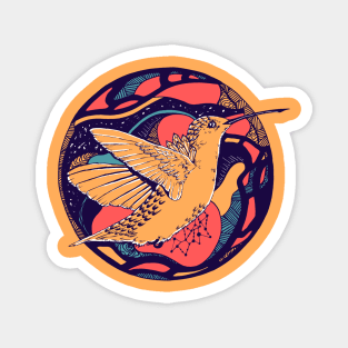 Retro Triad Circle of The Hummingbird Magnet