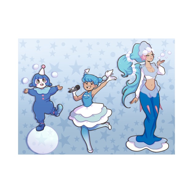 Popplio line Gijinka by EsmaelJ