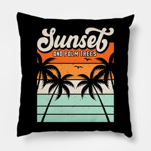 Surfing  Sunset And Palm Trees T Shirt For Women Men Pillow