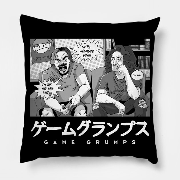 The Grump Who Wins (grayscale) Pillow by RobRetiano