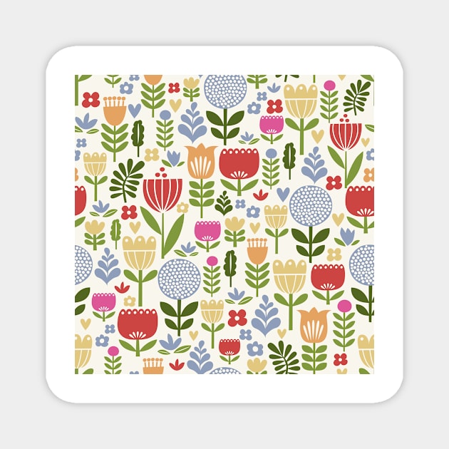 Folk floral pattern Magnet by sarahmorleyillustration