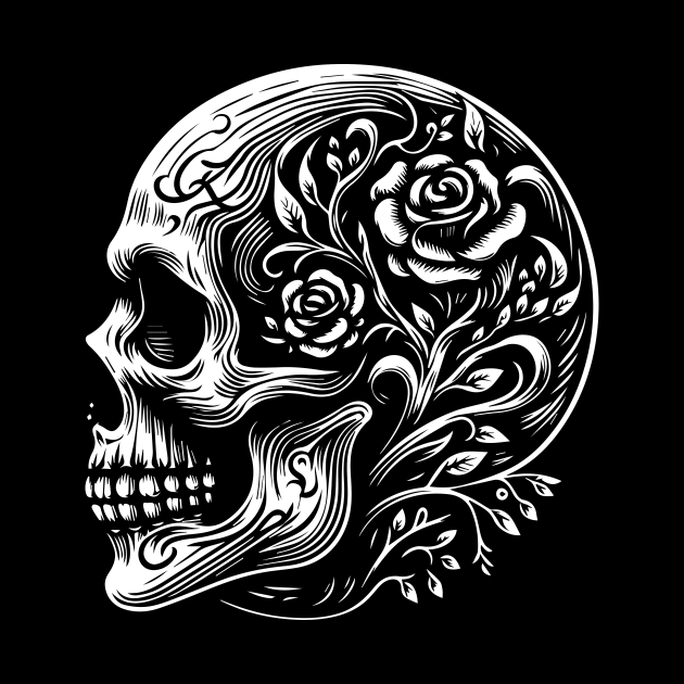 floral skull by lkn