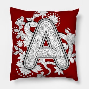 Doodle image with letter A Pillow