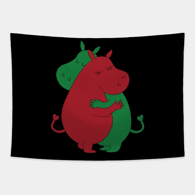 Hippo love Tapestry by RockyDesigns