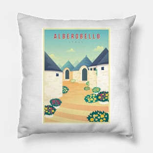 Alberobello, Italy - Vintage Travel Poster Pillow