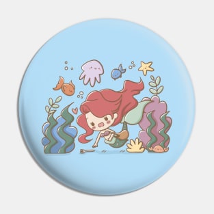 kawaii fan art mermaid Pin