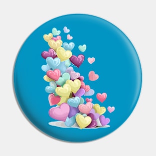 Valentines Day Colorful Pastel Hearts Happy Valentines Day Pin