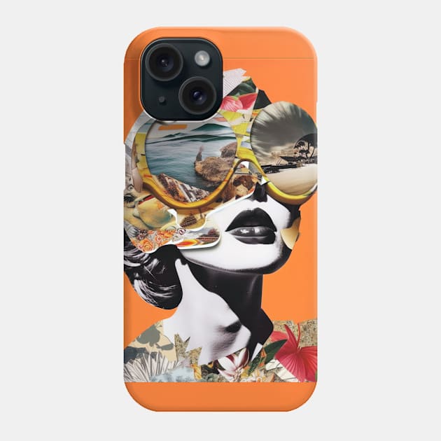 Surreal Woman Orange Collage - Unique Art Print, Apparel, and Accessories Phone Case by laverdeden