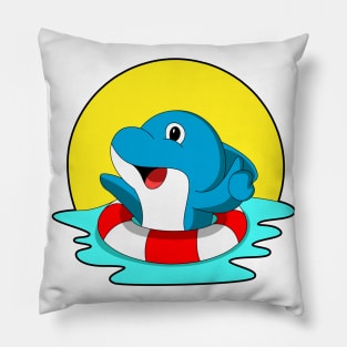 Dolphin at Swimming with Swim ring Pillow