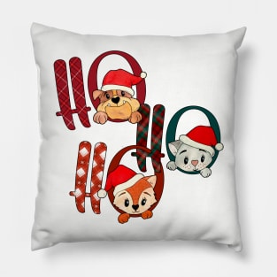 HO HO HO CUTE CAT AND DOGS Pillow