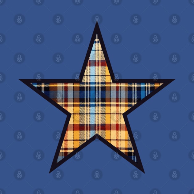 Black star design filled with an western shirt plaid by Dreamscapes