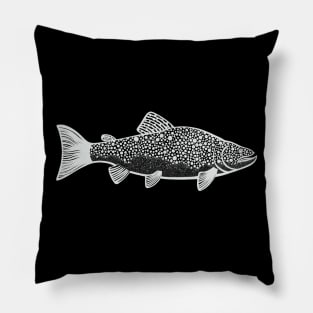 Brown Trout Fish Drawing - fish lovers detailed design Pillow