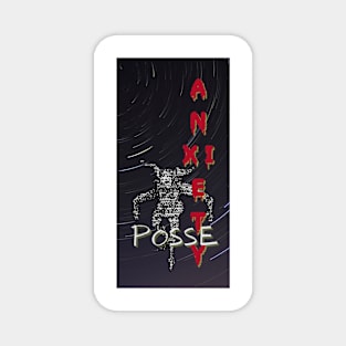 Anxiety Posse Collection-B&W Creature with Red and LIme Lettering Magnet