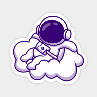 Cute Astronaut Sitting On Cloud Magnet