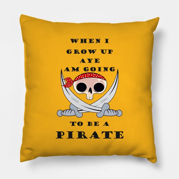 Funny pirate skull design Pillow by colouredwolfe11