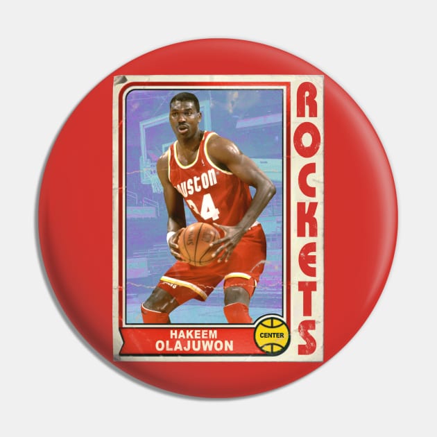 Hakeem Olajuwon Retro Style 90s Trading Card Pin by darklordpug