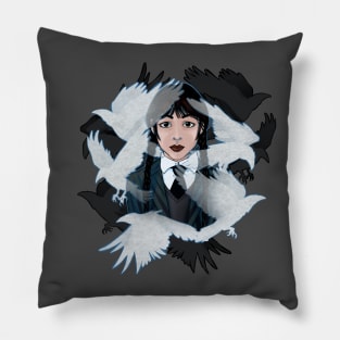 Wednesday Crow Motif Pillow